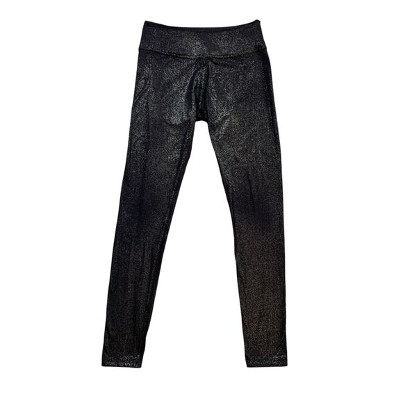 Beyond Yoga Leggings Womens M Medium Black Coated Sparkles Shimmer Mid Rise - Picture 1 of 10